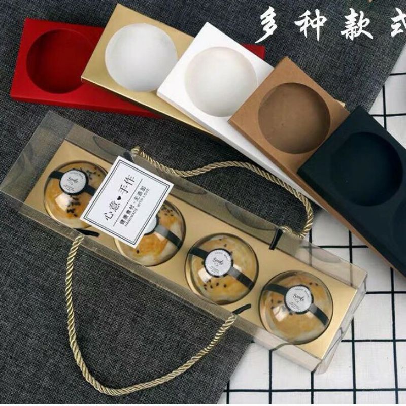 Set 10 Hộp trung thu PET trong 4 bánh 70-80g có quai xách