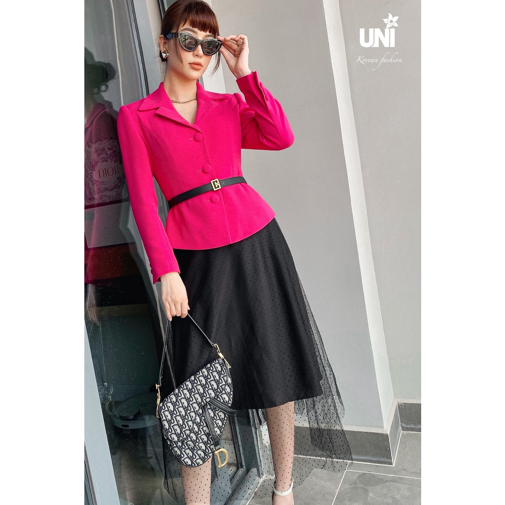 Chân Váy Ren Lưới UNIVTH Dài Qua Gối 8CXB203