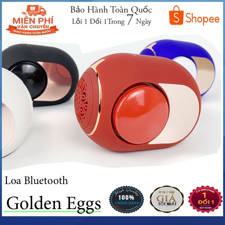 Loa Bluetooth Golden Eggs - Cộng hưởng dung kép 2 bên màng loa - Âm lượng chỉnh cảm ứng - Thiết Kế Độc Đáo, Hiện Đại