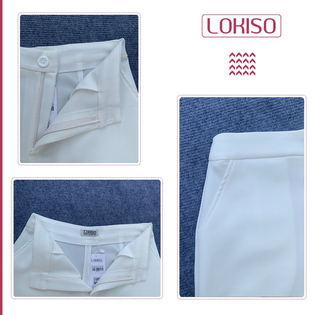 Quần ống rộng nữ lưng cao dài lửng 83cm bigsize cạp cao trắng đen be LOKISO QD10