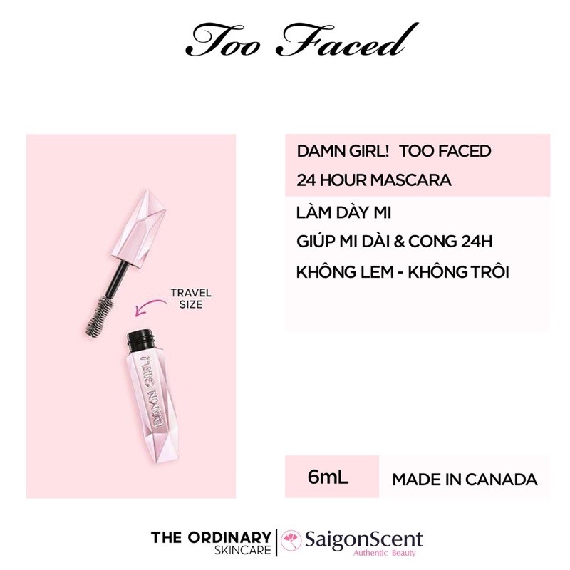 Chuốt Mi Mascara Too Faced Damn Girl! For Shamelessly Thick And Curled Lashes mini