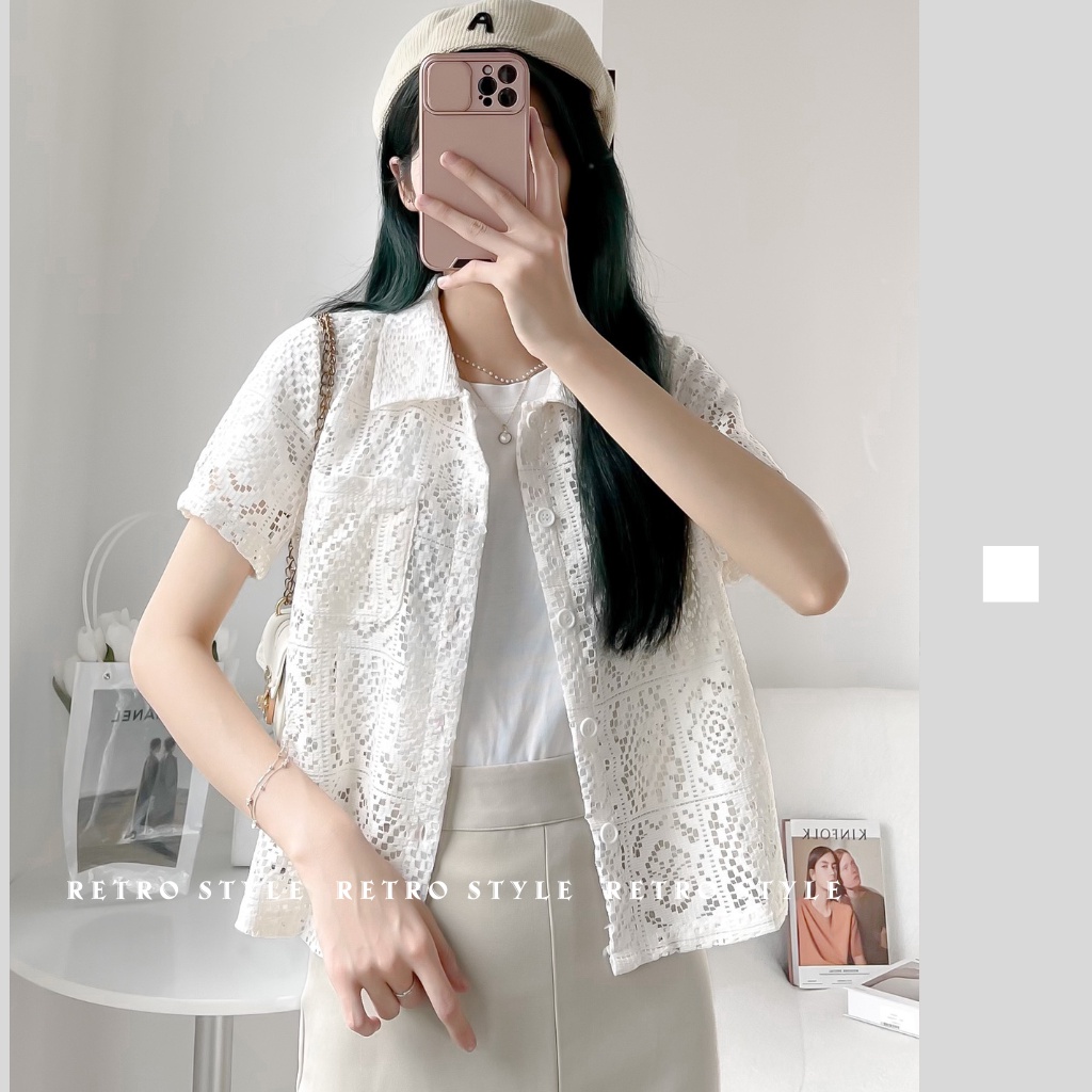 Áo sơ mi cộc tay ren Aosomicoducren29/P0K5