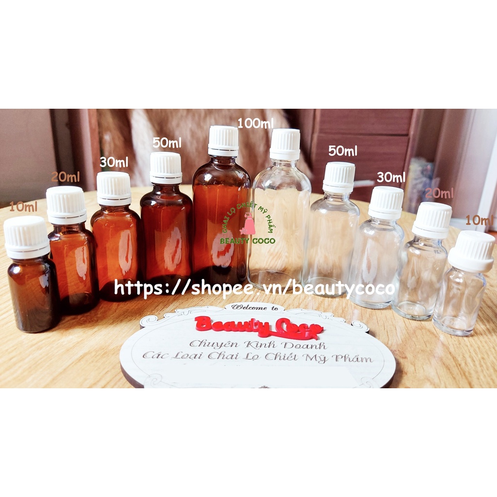 Chai Đựng Tinh Dầu Thủy Tinh 10ml 20ml 30ml 50ml 100ml Lọ nhỏ giọt nắp vặn