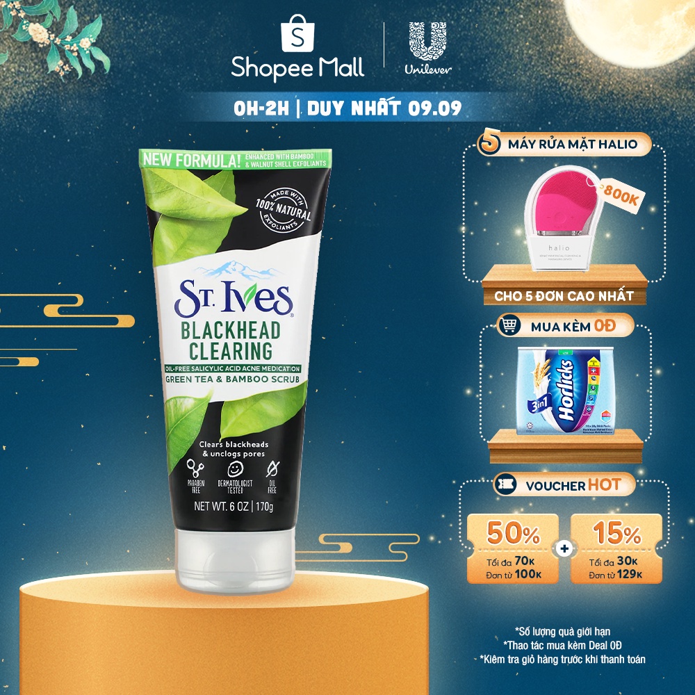 Sữa rửa mặt tẩy tế bào chết ngừa mụn St.Ives Trà Xanh 170g
