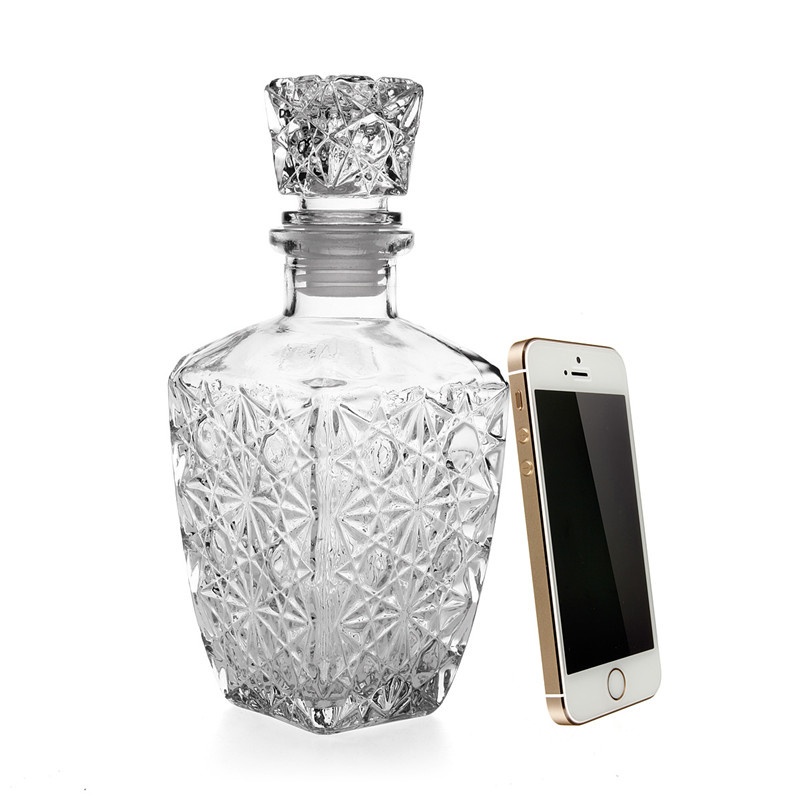 VỎ BÌNH ĐỰNG RƯỢU THUỶ TINH 500ml 750ml MẪU CHAI VUÔNG HOA VĂN NỔI SANG TRỌNG