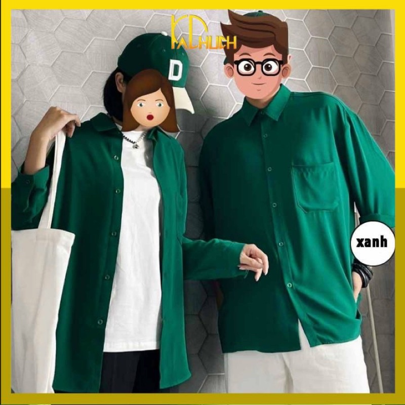 ÁO SƠ MI XANH LÁ UNISEX HOT TREND