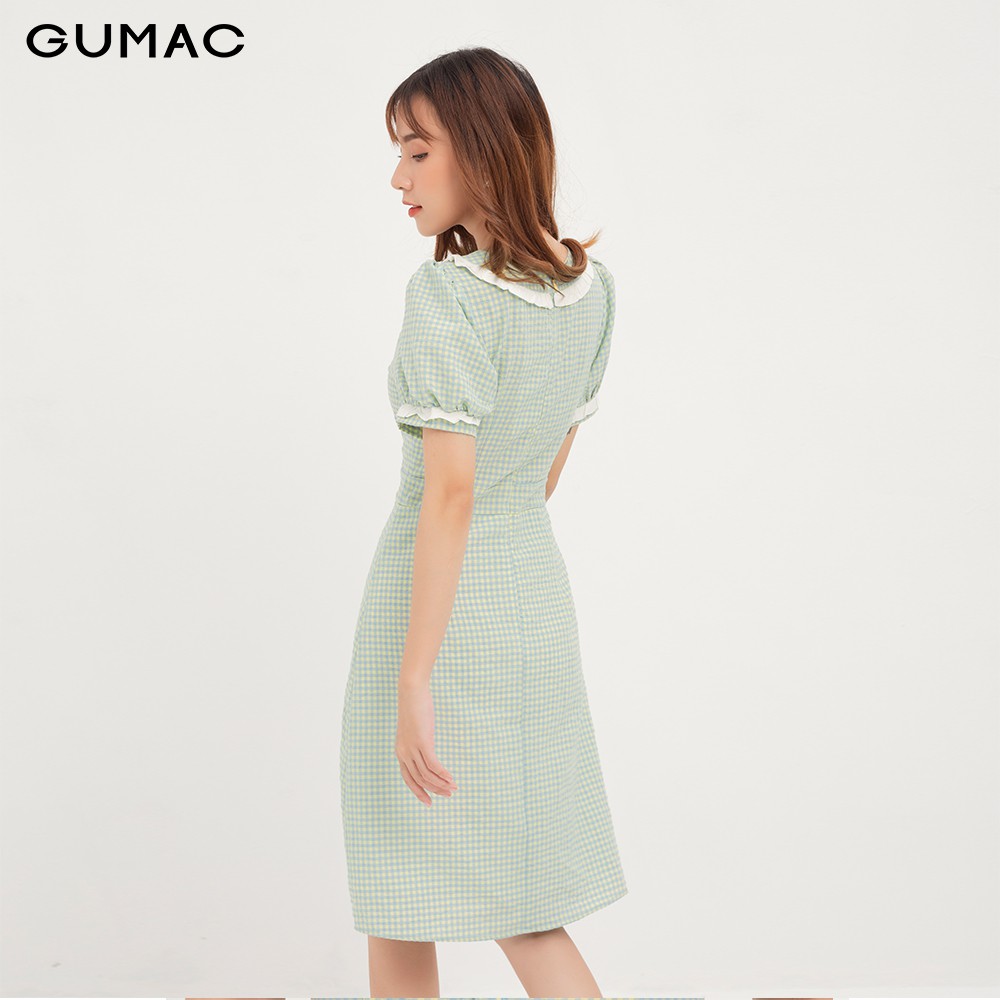 Đầm nữ caro phối bèo GUMAC DA1239 | BigBuy360 - bigbuy360.vn
