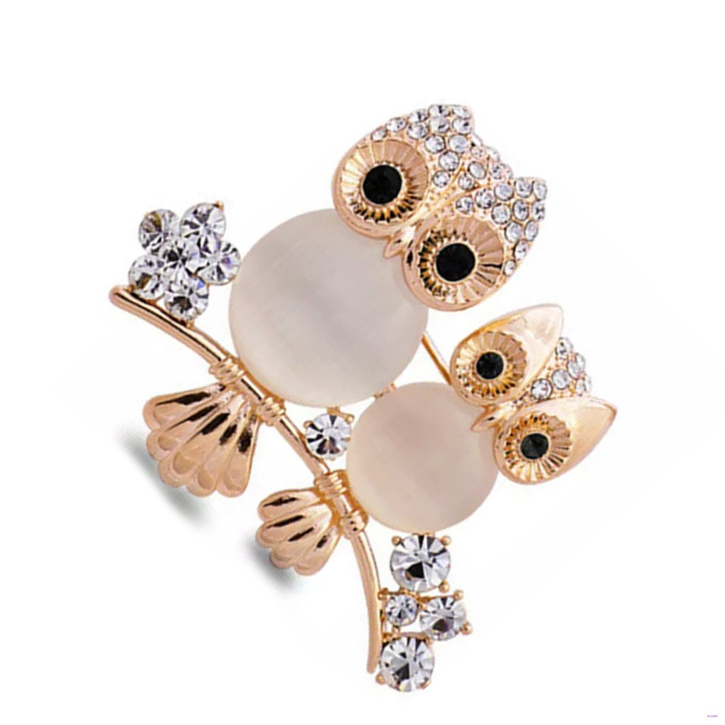 Ghim Cài Áo Hình Chim Cú Bằng Hợp Kim Đính Đá Thời Trang Cho Nữ