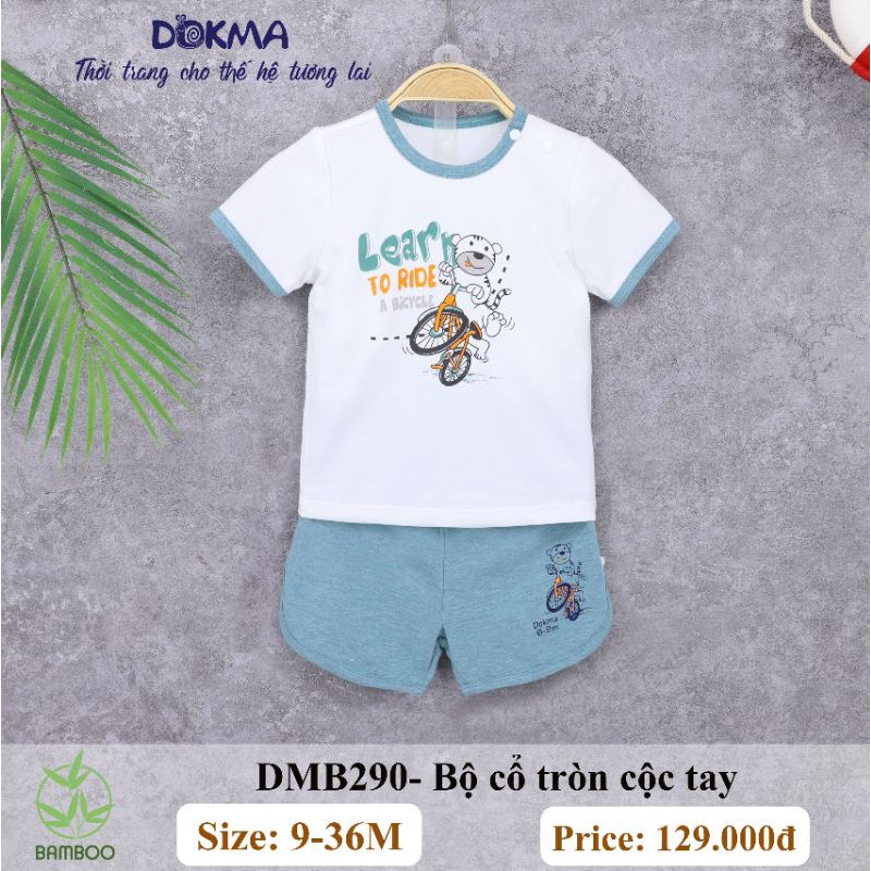 [Dokma] Bộ cổ tròn cộc tay chất BamBoo tự nhiên cực mềm-mát (9-36m)