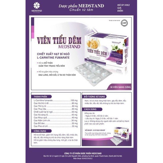 Viên Tiểu Đêm Medstand giảm trình trạng tiểu đêm hổ trợ bổ thận( Hộp 30 viên)