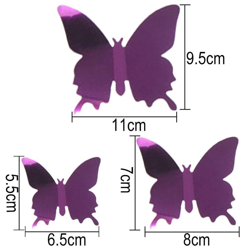 12 Sticker Dán Tủ Lạnh Hình Bướm 3D