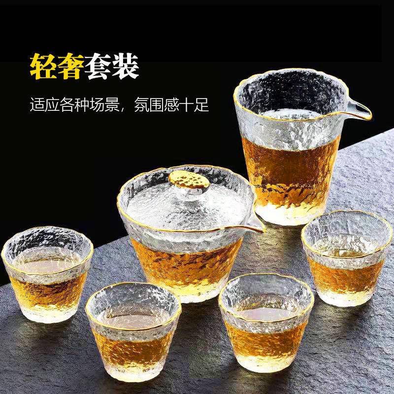 Cốc Trà/Cà Phê/Trà Bằng Thủy Tinh Trong Suốt Chịu Nhiệt Độ Cao Phong Cách Nhật Bản Dùng Tại Nhà/Văn Phòng