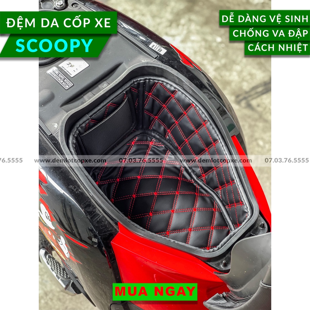 Lót Cốp Da Chống Nóng Chống shock - HONDA SCOOPY 2011-2020-Giá Tận Xưởng-Có Túi Giấy Tờ