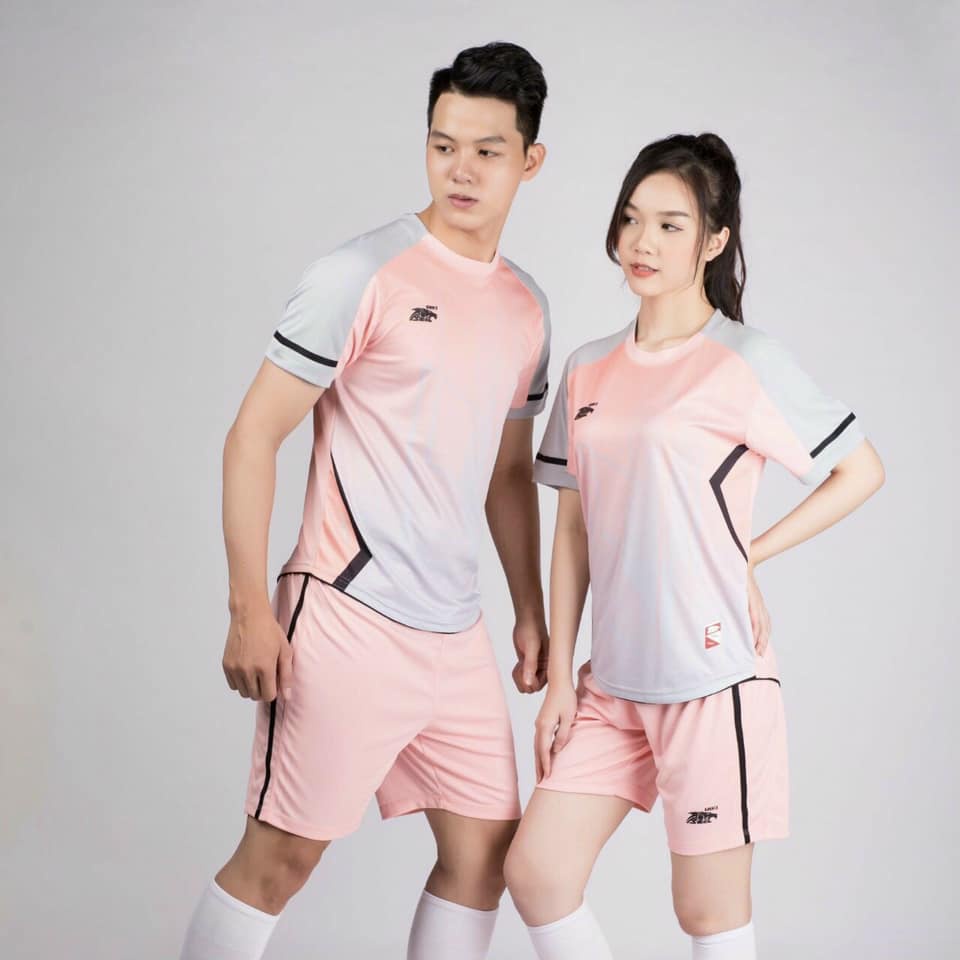 Áo đá bóng, đồ đá banh, quần áo bóng đá, áo không logo Riki GEM Hồng - Chất vải cao cấp, bền, thoáng