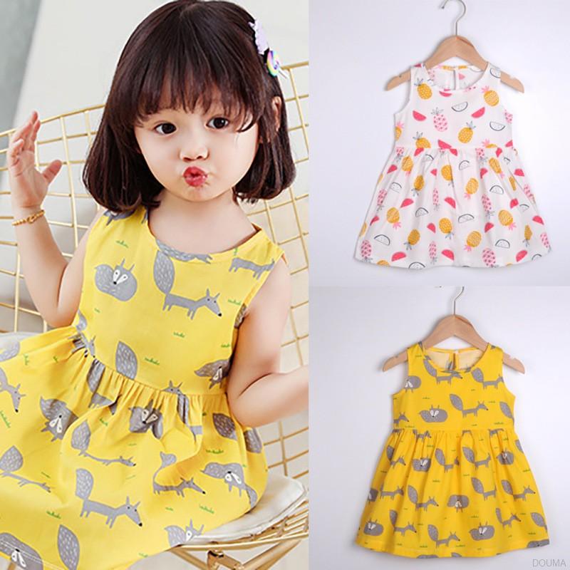 Đầm Sát Nách Dáng Rộng Hoạt Hình Xinh Xắn Cho Bé Gái 1-6 Tuổi