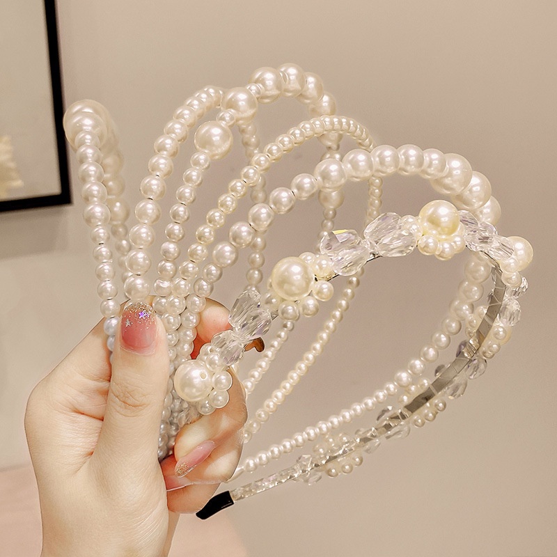 Mới Băng Đô Cài Tóc Kiểu Pháp Đính Ngọc Trai Đơn Giản Cho Nữ