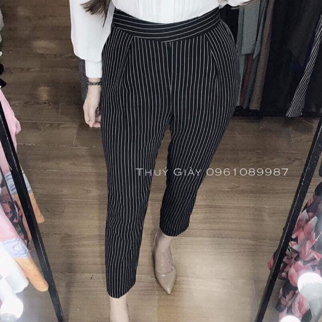 Quần tây kẻ trắng sọc