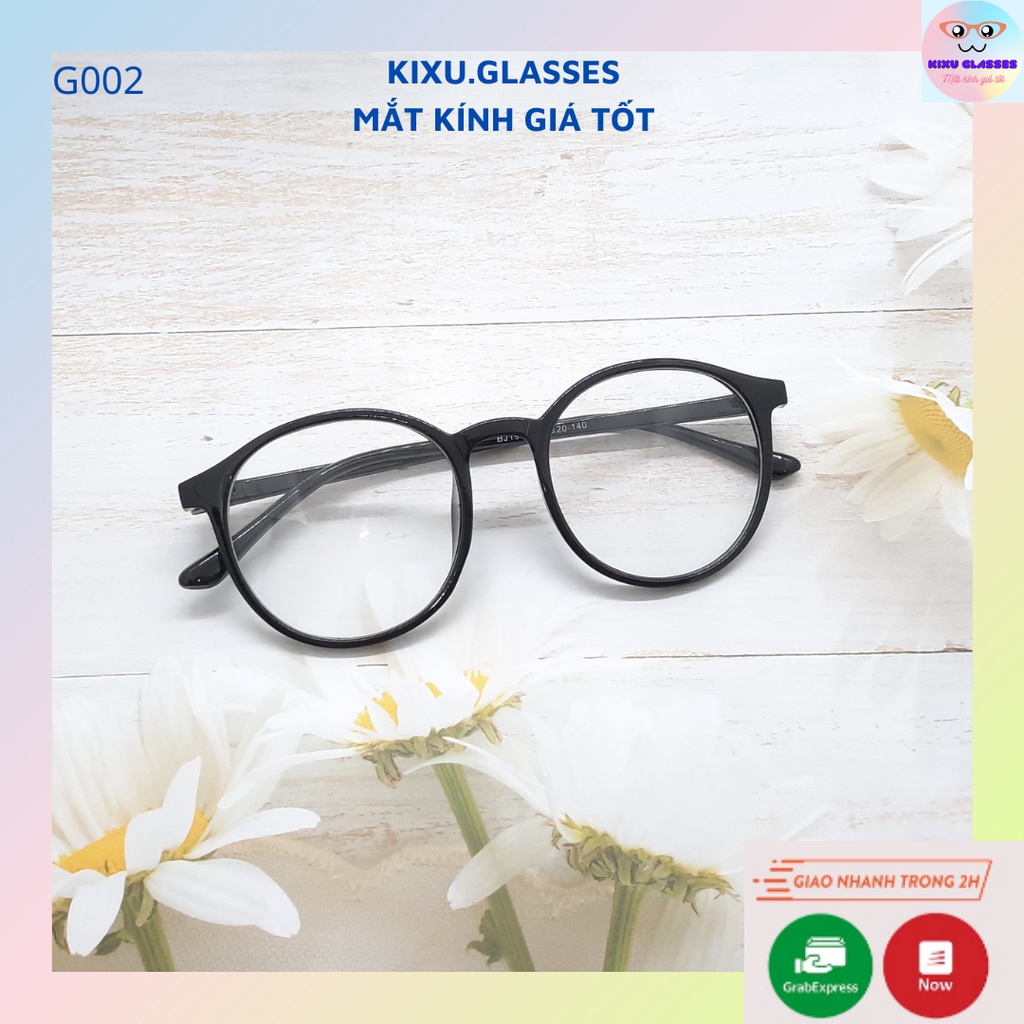 Gọng kính cận ngố tròn nhựa màu đen nam nữ phụ kiện thời trang. Tròng kính giả cận 0 độ, chống tia UV Kixu.Glasses