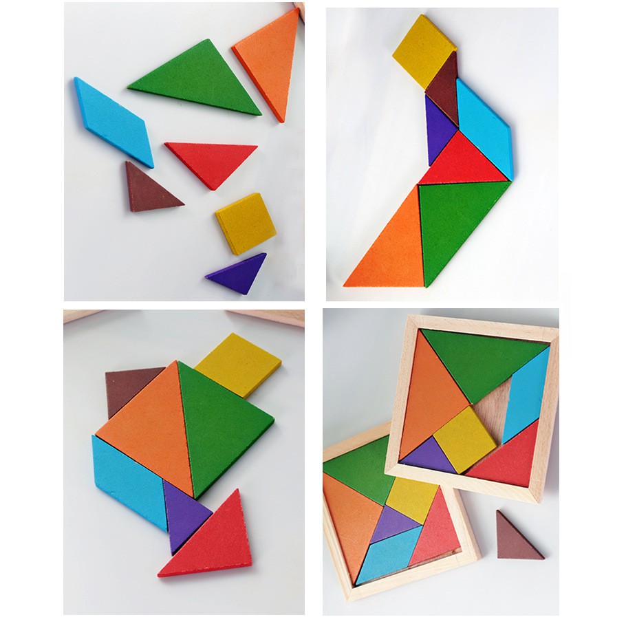 ĐỒ CHƠI XẾP HÌNH GỖ TƯ DUY TANGRAM 7 MẢNH ĐỒ CHƠI