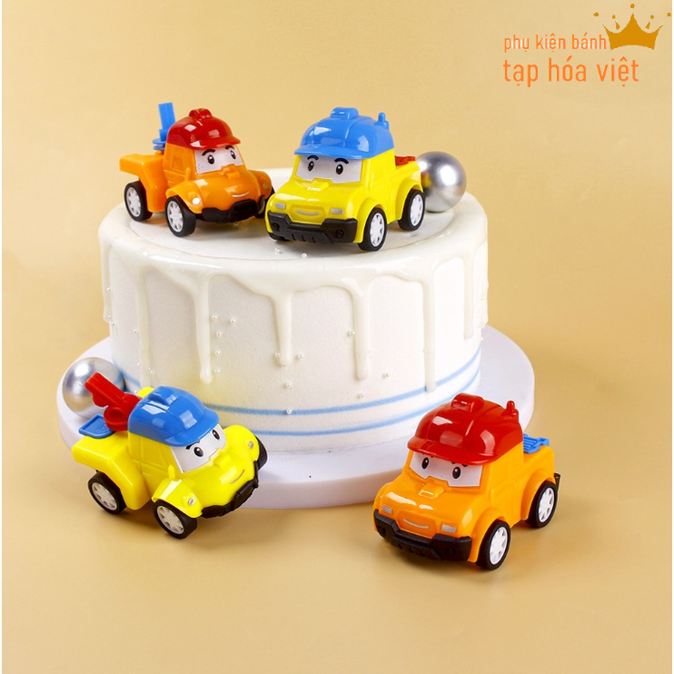 Bộ 4 xe Mũ trang trí bánh kem, xe ngộ nghĩnh trang trí