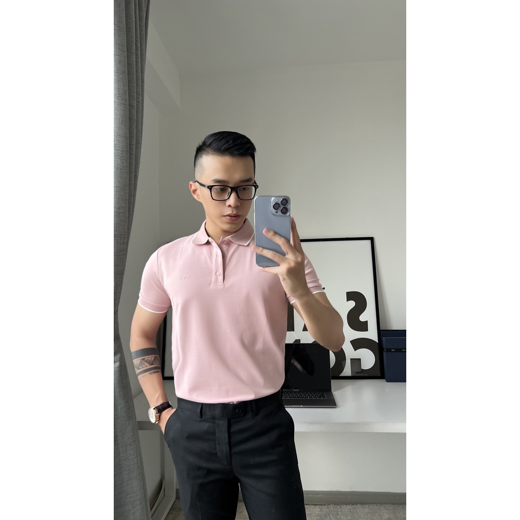 A/G Áo Polo Nam Cổ Bẻ Viền Màu Beige Phom Slimfit, Chất Liệu Cotton Thoáng Mát Không Nhăn Phong Cách Trẻ Trung Năng Động