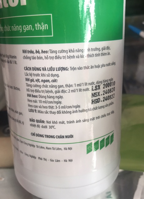 Chai 1 LÍT Tăng cường chức năng gan gia súc, gia cầm Hepatol