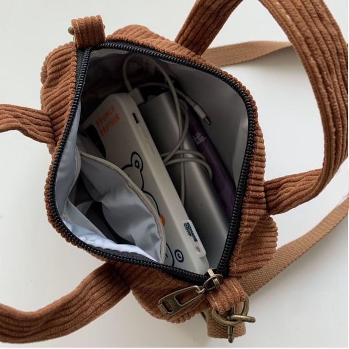 Túi Đeo Chéo Tote Mini Vải Nhung Kẻ Kiểu Dáng Đơn Giản Thời Trang Mới