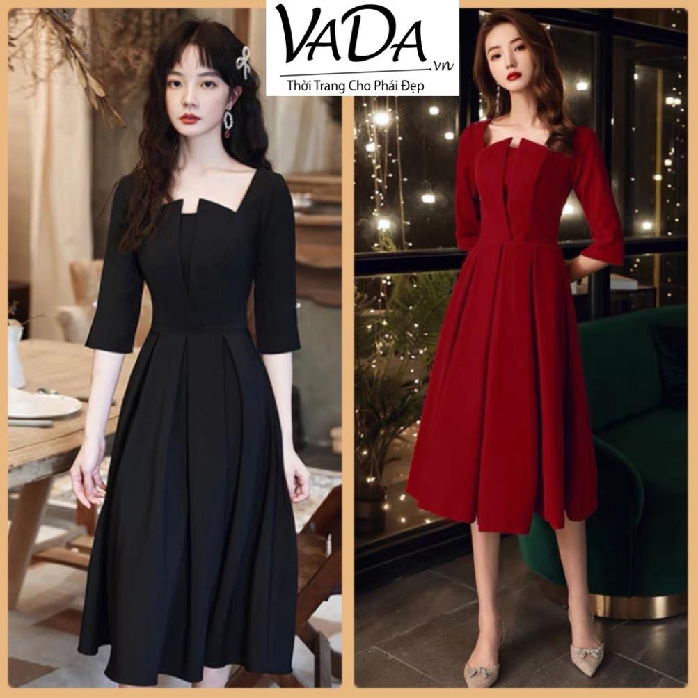 [Hot] Đầm xòe dự tiệc 2021 tay ngắn cổ vuông cách điệu cao cấp thời trang - Xưởng may VADA - Đ25