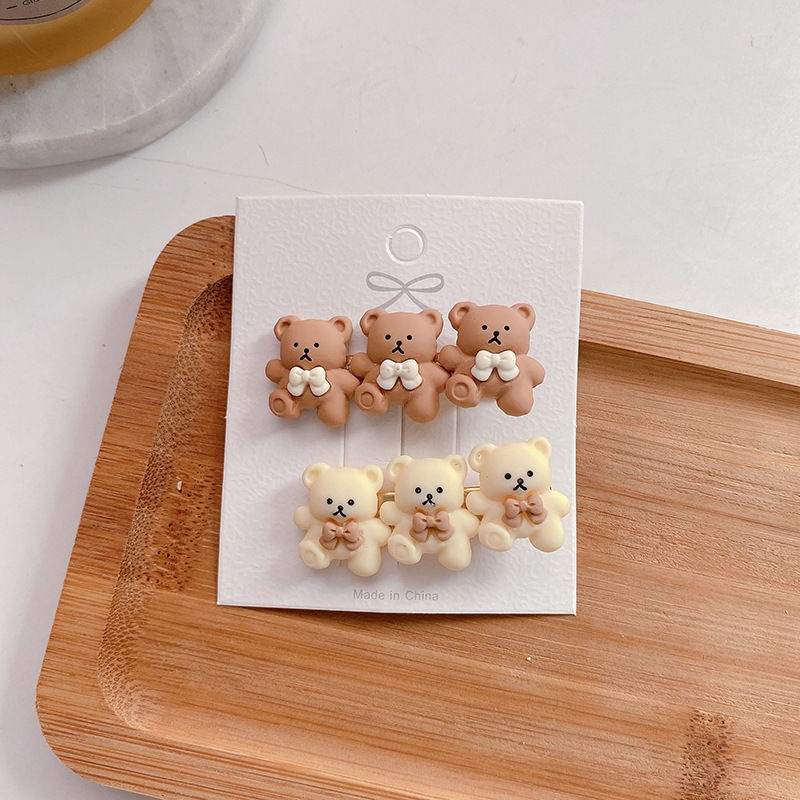 Set 2 Kẹp Tóc Hình Gấu/Ngôi Sao/Trái Tim Dễ Thương Cho Bé Gái