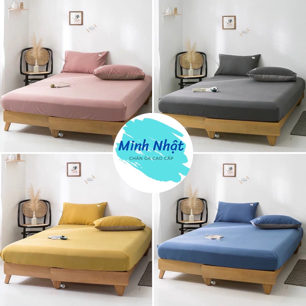 Bộ ga giường và vỏ gối Cotton Tici Minh Nhật cao cấp - drap giường bo chun đủ kích thước 1m2, 1m4, 1m6, 1m8, 2m2