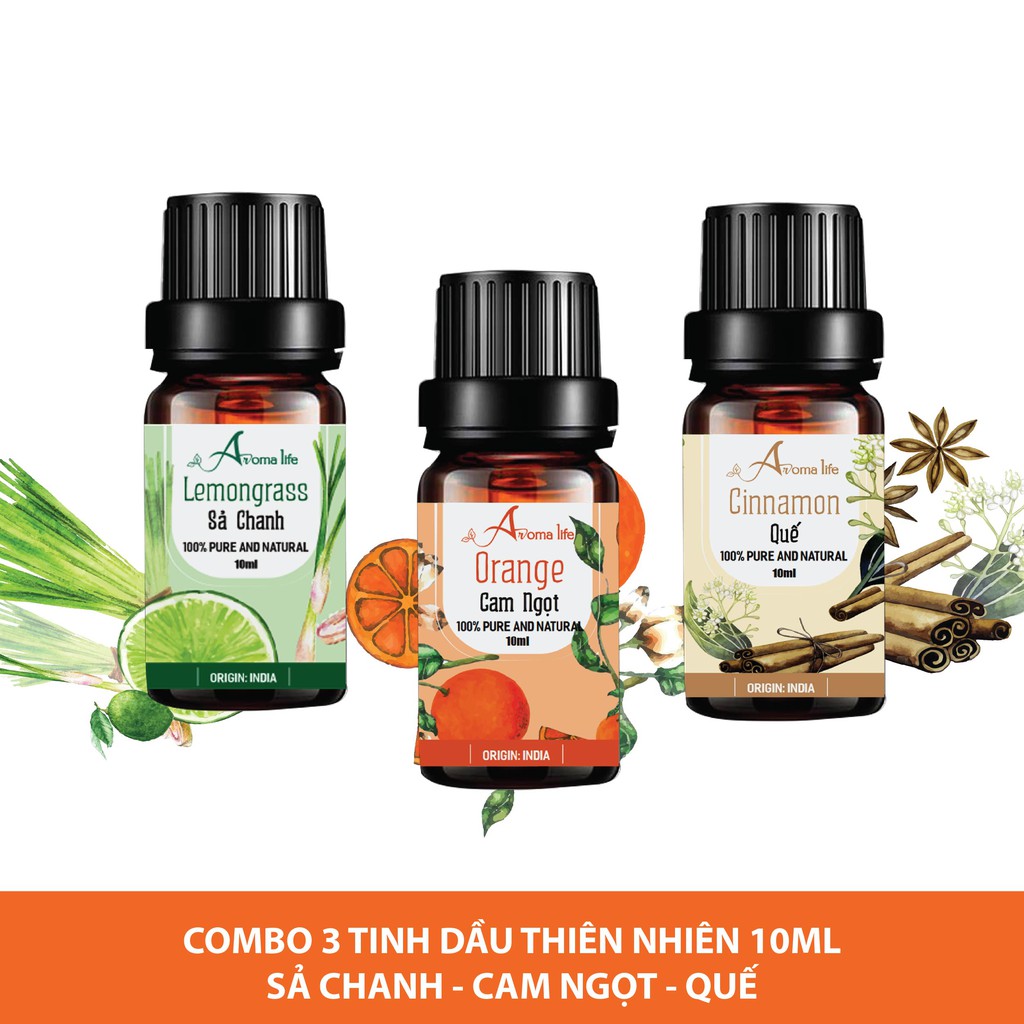 Combo 3 chai tinh dầu nguyên chất 10ml Ấn Độ