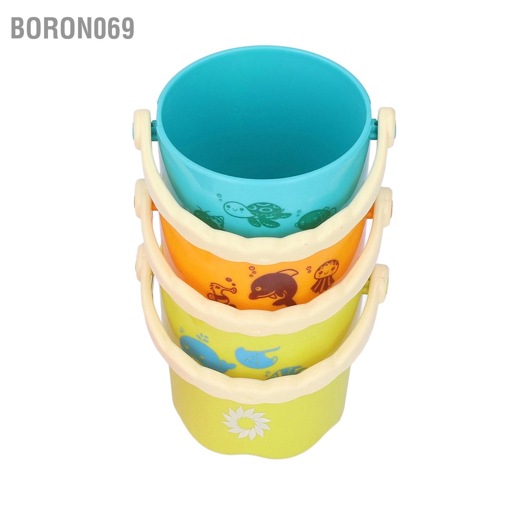 Boron069 Tắm cho bé Xô xếp chồng Đồ chơi trẻ sơ sinh bằng nhựa Vui nhộn đầy màu sắc Cúp Quà tặng nhật 6 tháng +