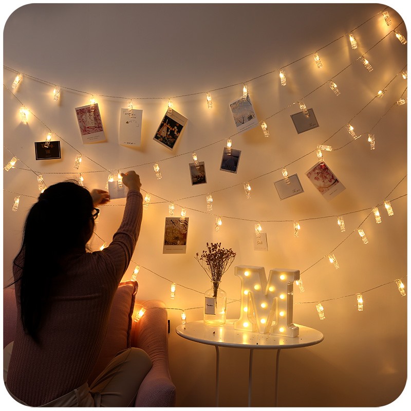 Dây Đèn Led Kẹp Ảnh Cho Ánh Sáng Trắng Ấm Dùng Trang Trí Nội Thất Và Ngoài Trời