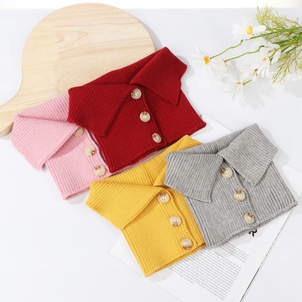 Khăn choàng cổ kiêm cổ áo giả dệt kim cổ lọ đính nút có thể tháo rời giữ ấm mùa đông cho nữ