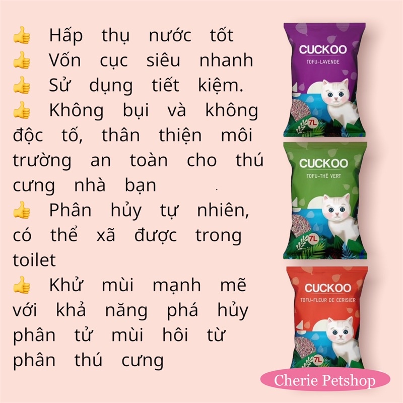 Cát Vệ Sinh Đậu Nành Cho Mèo CUCKOO 7L - Cat Tofu Litter