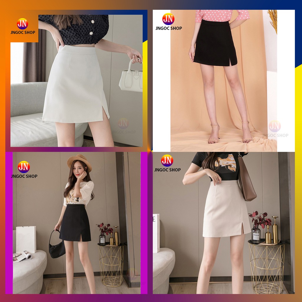 Chân váy chữ A xẻ tà lưng cao công sở, Chân váy ngắn nữ đen trắng siêu đẹp | BigBuy360 - bigbuy360.vn