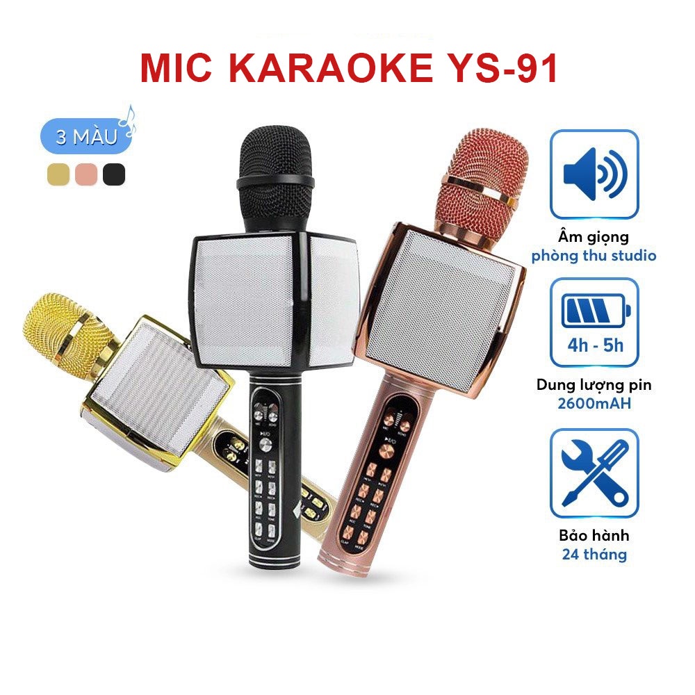 Micro Karaoke YS-91, Kèm Loa, Bluetooth Tích Hợp, Loa Bass Trầm- âm lượng lớn