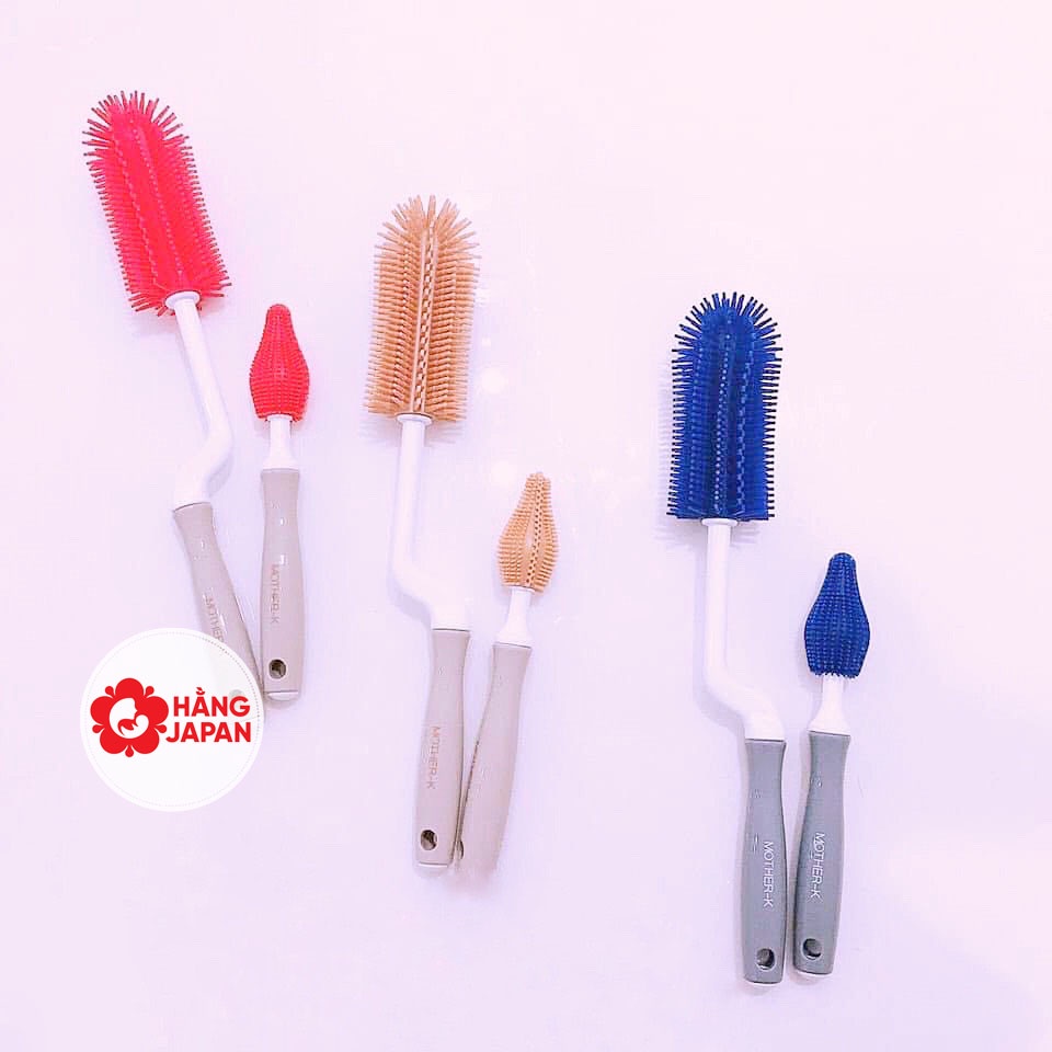 Bộ cọ rửa bình sữa núm ty Silicone Mother-K hàng chính hãng Hàn Quốc