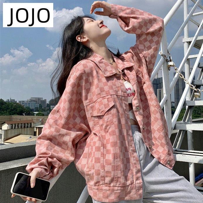 Áo Khoác Caro Dáng Rộng Phong Cách Hàn Quốc Thời Trang Mùa Thu Mới Cho Nữ