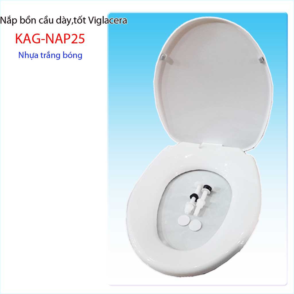 Nắp đậy bồn cầu Viglacera  KAG-NAP25, nắp bàn cầu nhựa dày bóng đẹp sử dụng tốt