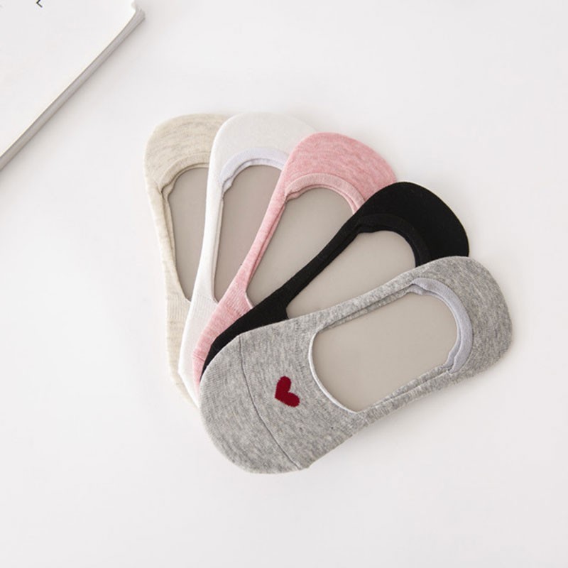 Vớ cổ thuyền chất liệu cotton họa tiết trái tim xinh xắn dành cho nữ