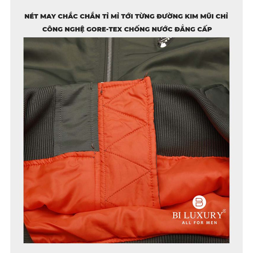 Áo khoác nam bomber Biluxury 2 lớp 4AG2T008 chống nước Gore-tex đẳng cấp cản gió tốt