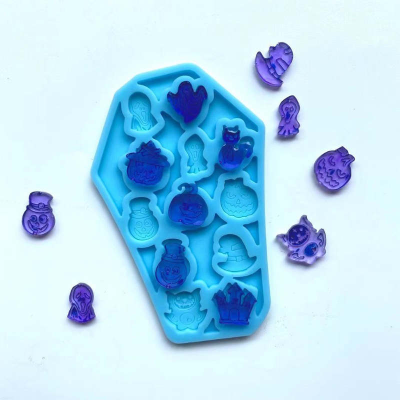 Khuôn Silicone Làm Mặt Trang Sức Hình Quan Tài Halloween
