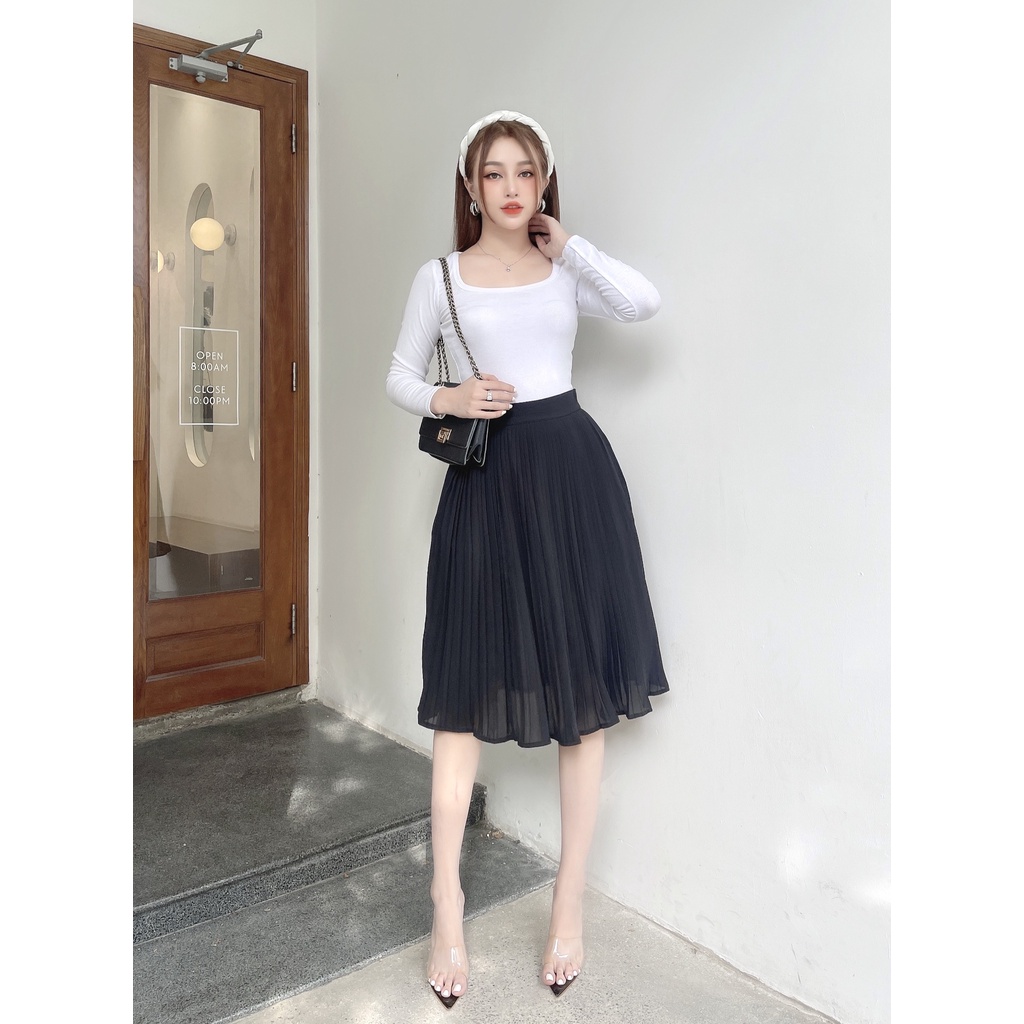 Chân váy xếp ly dáng dài midi nữ  CRAZYTEEN chất tầm ý V0026 | BigBuy360 - bigbuy360.vn