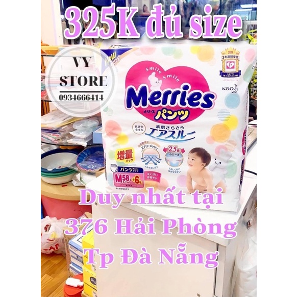 Bỉm tã Meries quần/dán Merries Nội Địa Nhật NB96/S88/M68/L58/M64/L50/XL44/XXL28 dành cho bé