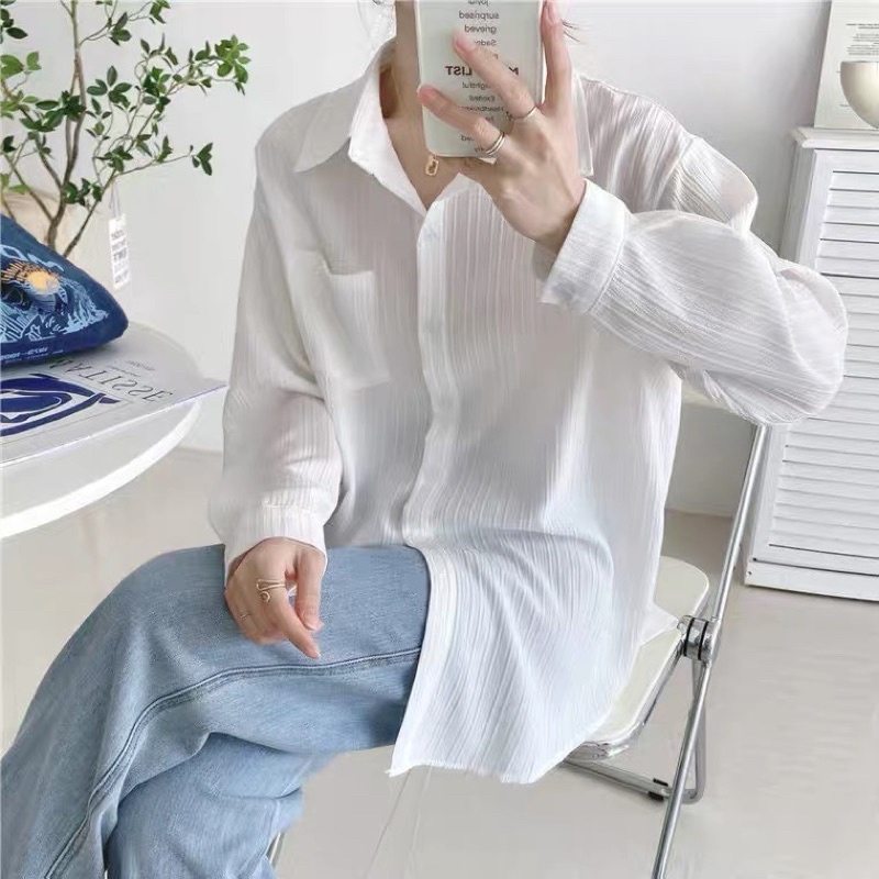 Áo sơ mi trơn tay dài cơ bản màu pastel ngọt ngào freesize FIORI STORE 383