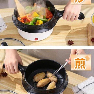 Chảo điện chiên nấu xào chống dính đa năng - Nồi lẩu điện mini đa năng chiên xào nấu nướng