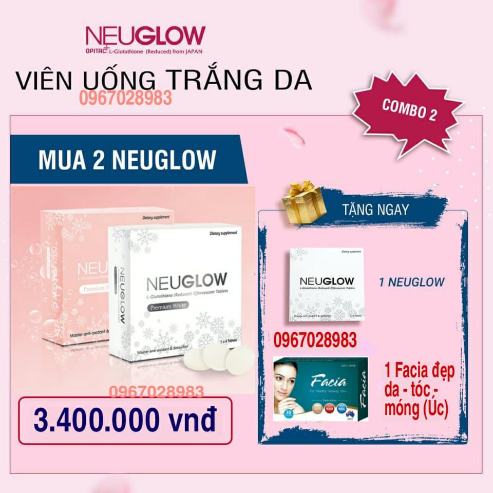 Neuglow c-Viên sủi trắng da [chính hãng]Mua 2 tặng 1+1h facia+1 thẻ đt 50k