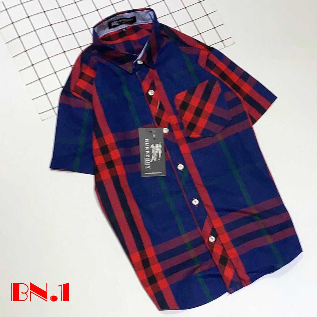 Áo sơ mi tay ngắn xọc carô BURBERRY size đại xuất khẩu thời trang cho bé trai 2022 siêu hot