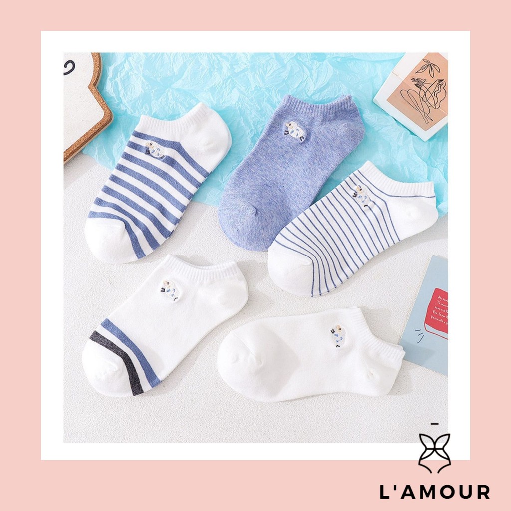 Vớ - Tất Cotton nữ cổ ngắn, hình con cừu dễ thương dễ phối đồ, L’amour mẫu T08